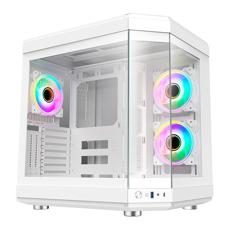 Gabinete Gamer Liketec Unreal Snow, Mid-Tower, Lateral De Vidro, Branco,  LC-CB3X2-UNREAL-2054