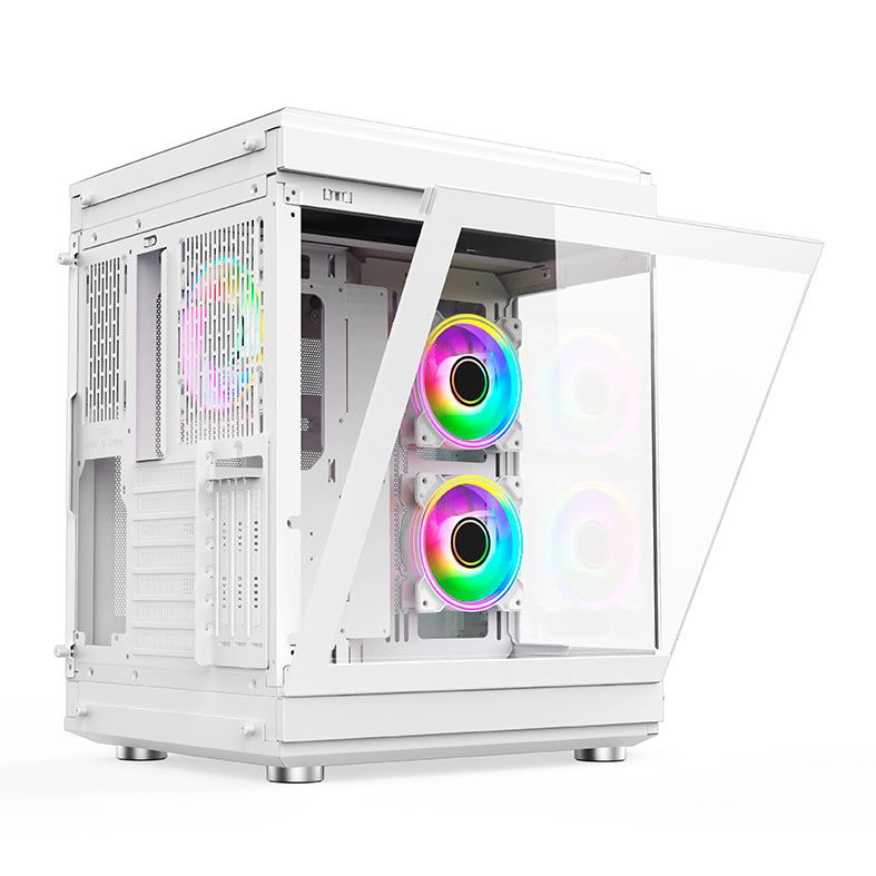 Gabinete Gamer Liketec Unreal Snow, Mid-Tower, Lateral De Vidro, Branco,  LC-CB3X2-UNREAL-2054