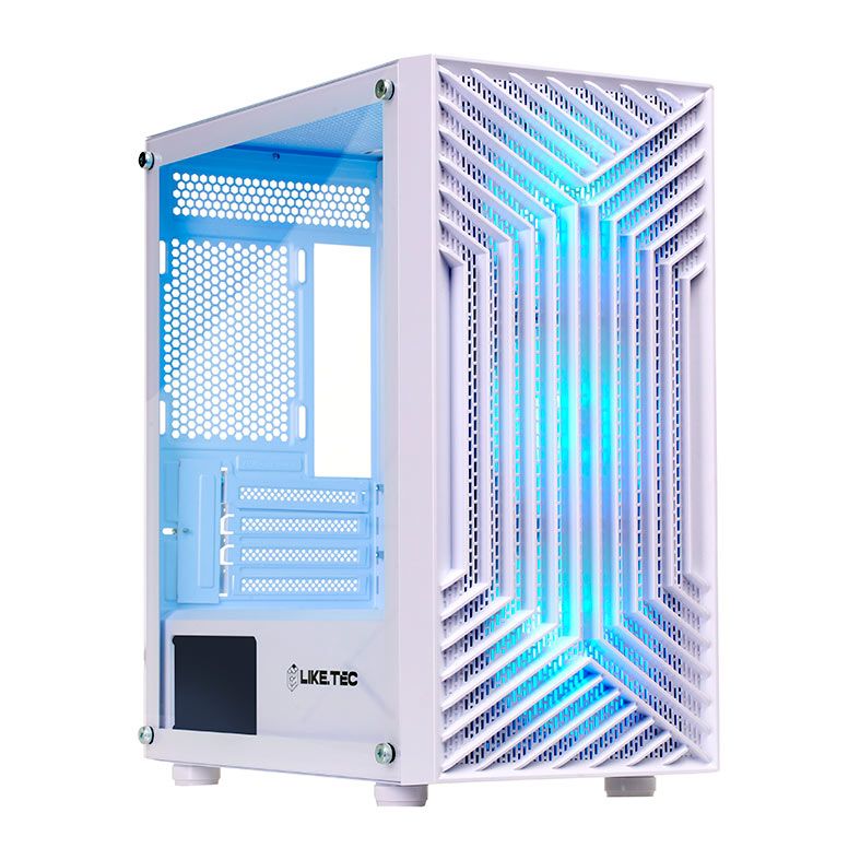 Gabinete Gamer Liketec Orbital Snow, RGB, Mid-Tower, Lateral De Vidro, Com 3 Fans, Branco, LC-MT-ORBITAL-2050