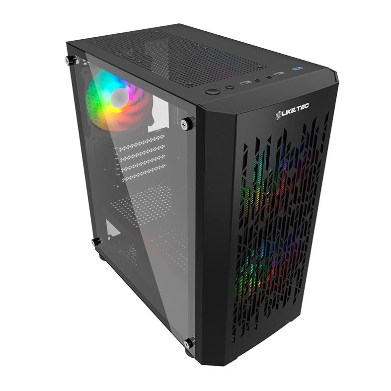Gabinete Gamer Liketec Dark Revolution, RGB, Mid-Tower, Lateral De Vidro, Com 3 Fans, Preto, LC-MT-REVOLUTION-2051