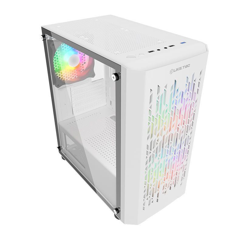 Gabinete Gamer Liketec Snow Revolution, RGB, Mid-Tower, Lateral De Vidro, Com 3 Fans, Branco, LC-MT-REVOLUTION-2052