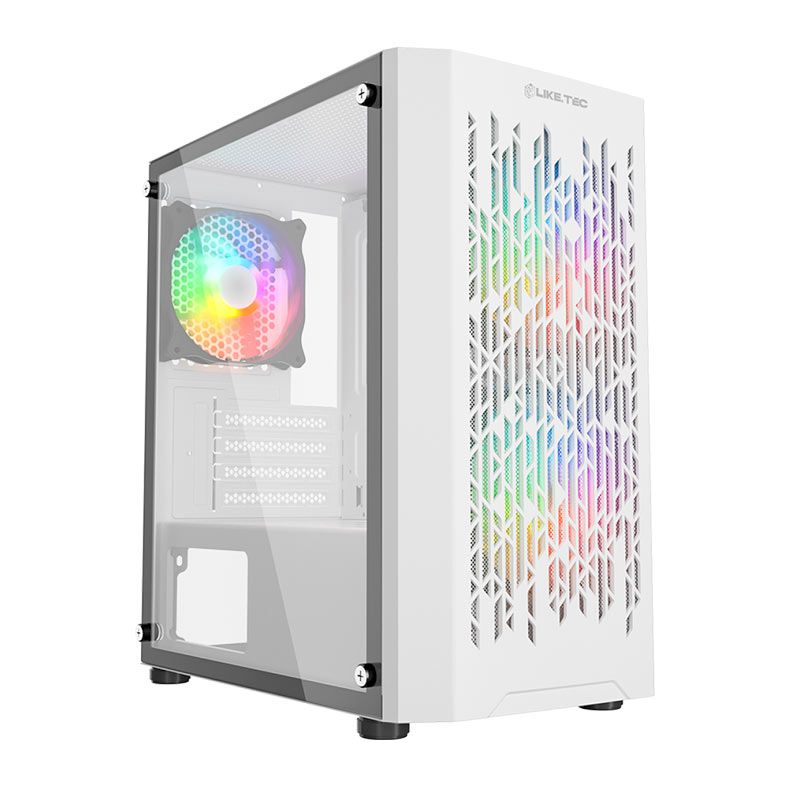 Gabinete Gamer Liketec Snow Revolution, RGB, Mid-Tower, Lateral De Vidro, Com 3 Fans, Branco, LC-MT-REVOLUTION-2052