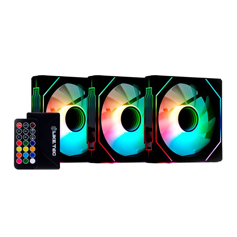 Kit Ventoinhas LikeTec Enigma Dark, ARGB, 3x120mm, Preto, LF-KITARGB-ENIGMA-2079