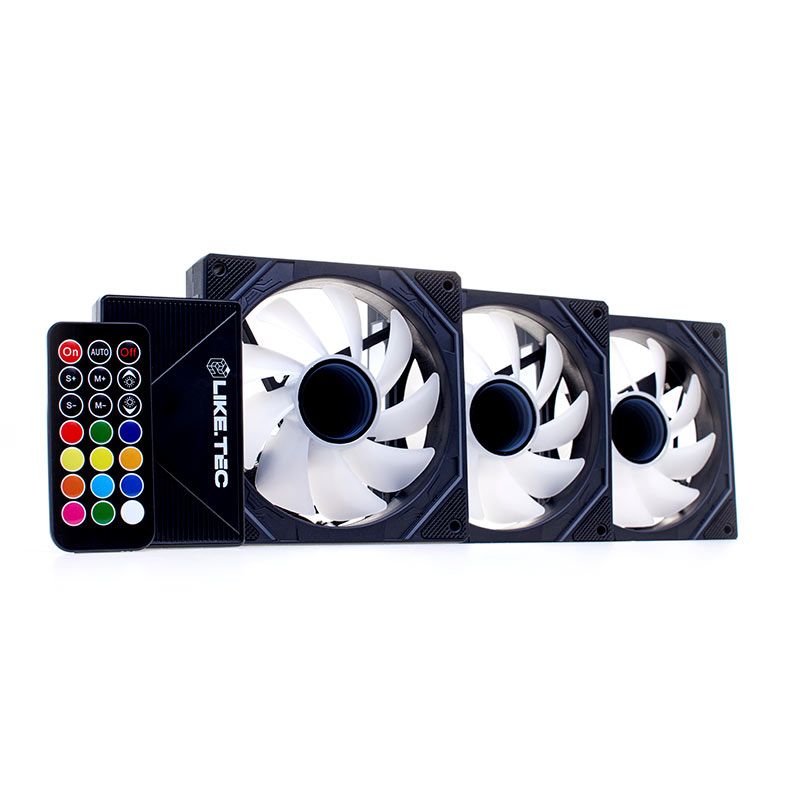 Kit Ventoinhas LikeTec Enigma Dark, ARGB, 3x120mm, Preto, LF-KITARGB-ENIGMA-2079