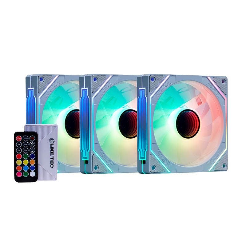 Kit Ventoinhas LikeTec Enigma Snow, ARGB, 3x120mm, Branco, LF-KITARGB-ENIGMA-2080