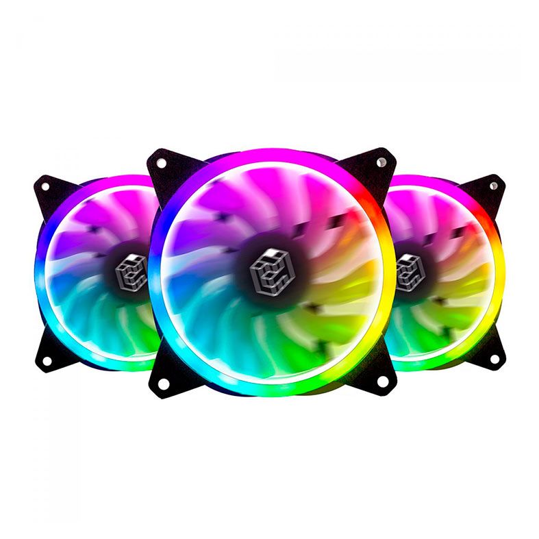 Kit Ventoinhas LikeTec Lighter RGB, 3x120mm, Preto, LF-KITRGB-LIGHTER-2007