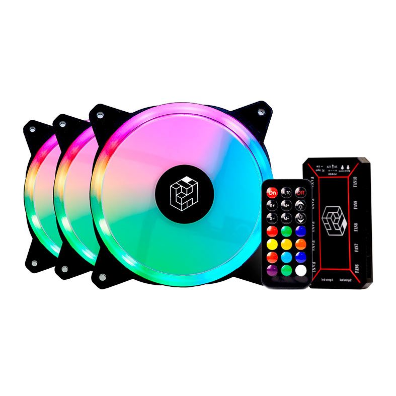 Kit Ventoinhas LikeTec Lighter RGB, 3x120mm, Preto, LF-KITRGB-LIGHTER-2007