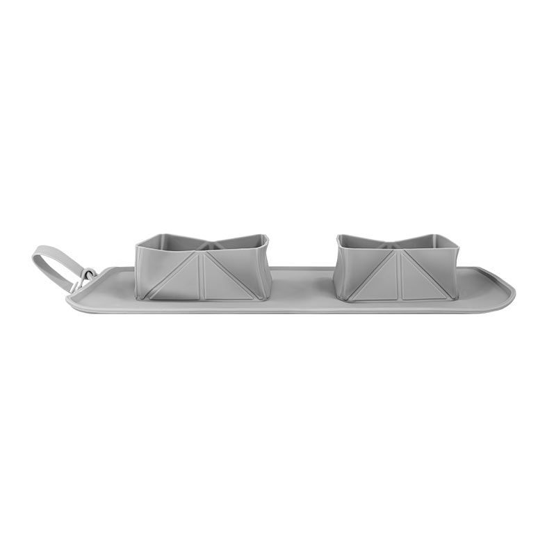 Comedouro de Silicone Lopetudos RollUpBowl1, Cinza, LP-CMSL-DP