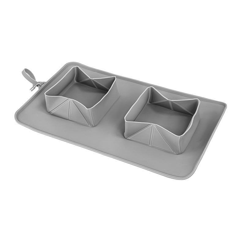 Comedouro de Silicone Lopetudos RollUpBowl1, Cinza, LP-CMSL-DP