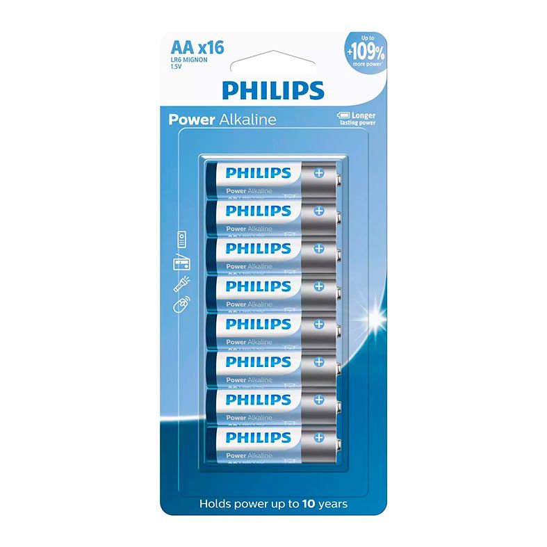 Pilhas Alcalina Philips, AA, 16 Unidades, LR6P16B-59