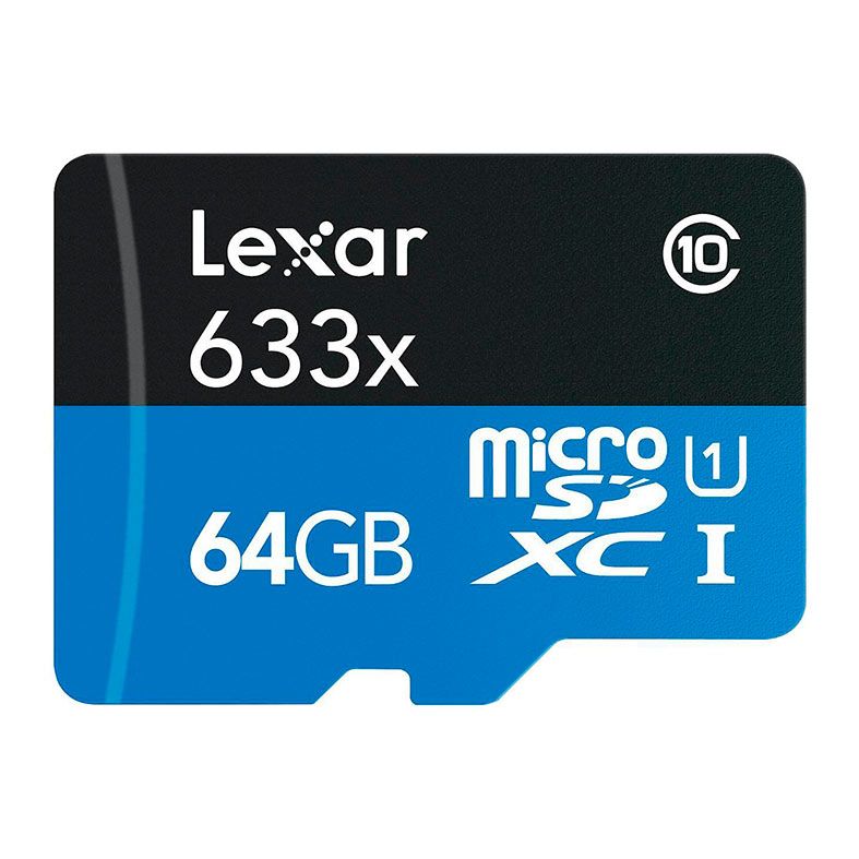 Cartao de Memoria Lexar 633x Blue Series, 64GB, MicroSDXC UHS-I + Adaptador, LSDMI64GBBNL633A