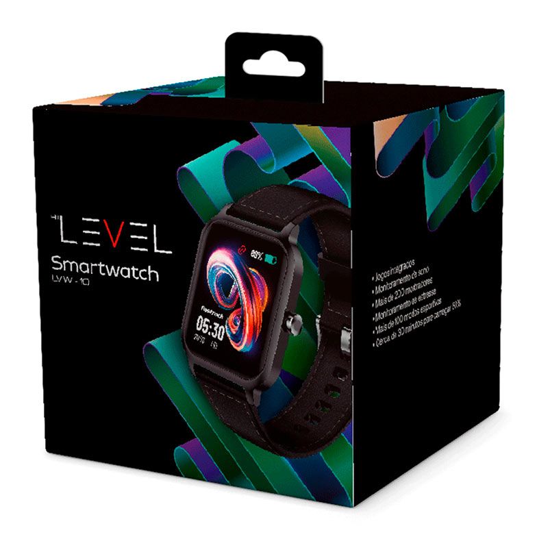 SmartWatch Level LVW-10, Compativel com Android e IOS, Preto, LVW-10SB