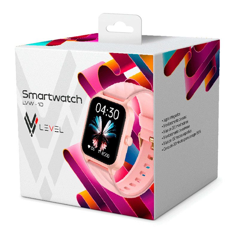 SmartWatch Level LVW-10, Compativel com Android e IOS, Rosa, LVW-10SR