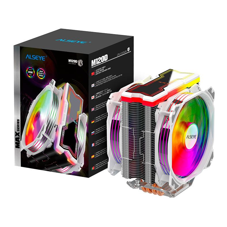 Cooler Para Processador Alseye M120D-W, ARGB, 120mm, Branco, M120D-W-ALSEYE