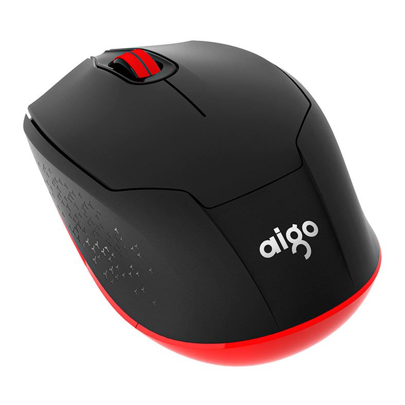 Mouse Aigo M33, 1600DPI, 3 Botoes, Bluetooth, Preto e Vermelho, M33 BLACK E RED