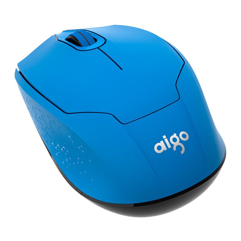 Mouse Aigo M33, 1600DPI, 3 Botoes, Bluetooth, Azul e Preto, M33 BLUE E BLACK