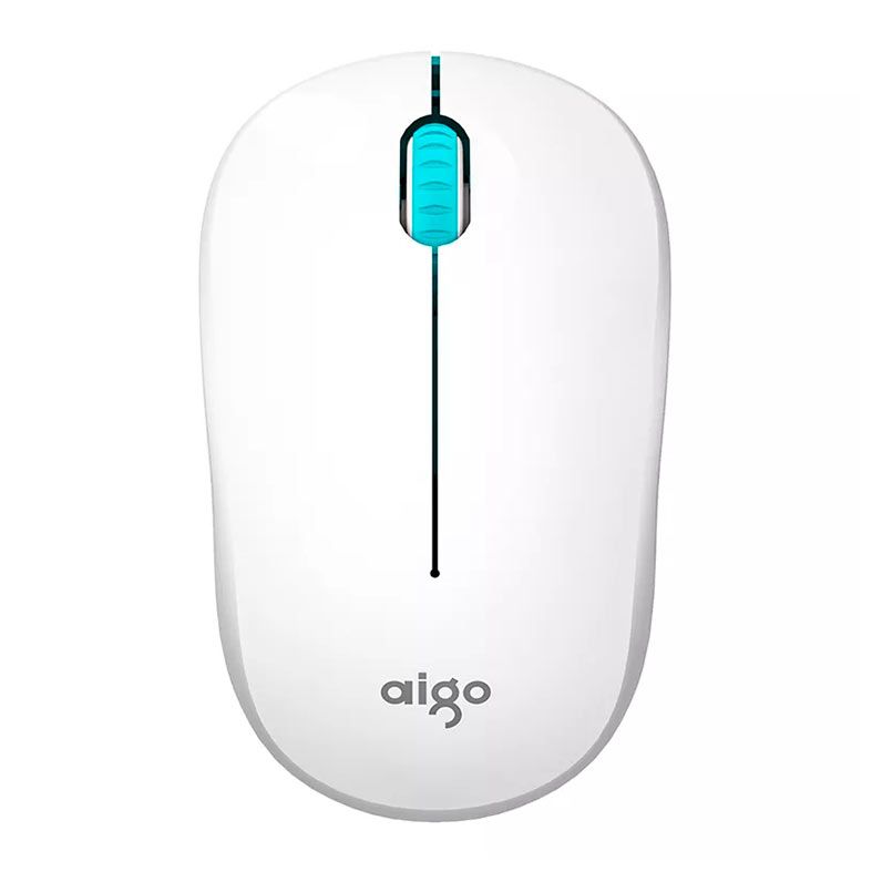 Mouse Aigo M35, 1600DPI, 3 Botoes, Bluetooth, Branco e Verde, M35 WHITE E GREEN