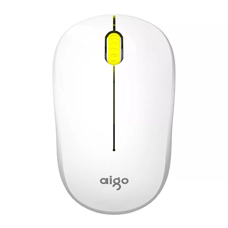 Mouse Aigo M35, 1600 DPI, 3 Botoes, Bluetooth, Branco e Amarelo, M35 WHITE E YELLOW