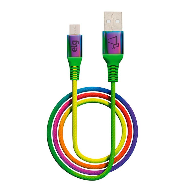 Cabo Micro USB ELG, 1m, Rainbow, M510RB