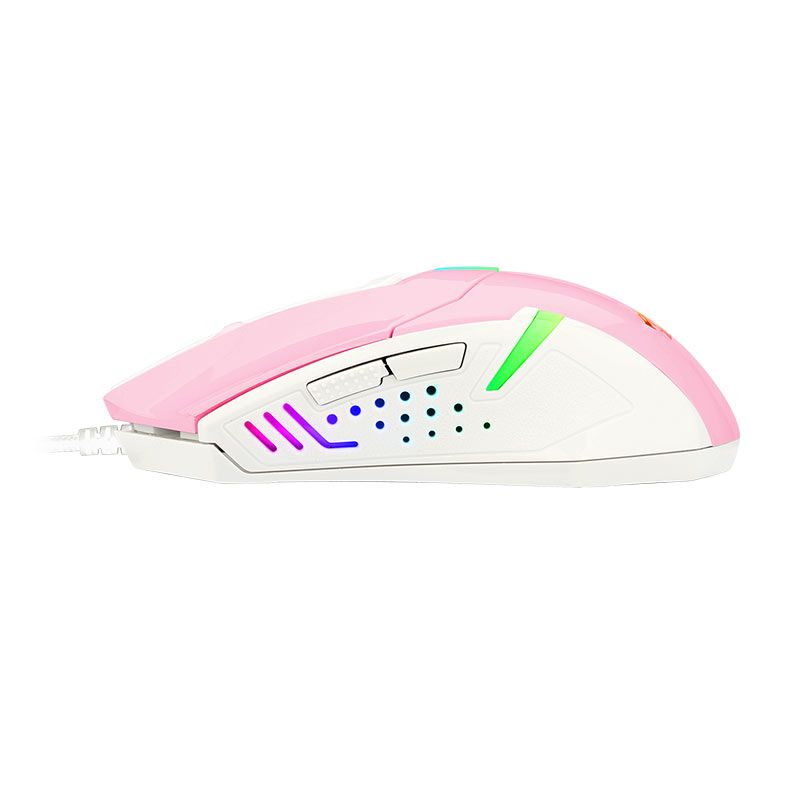 Mouse Gamer Redragon Centrophorus 2, RGB, 7200DPI, 6 Botoes, Rosa e Branco, M601PW-RGB