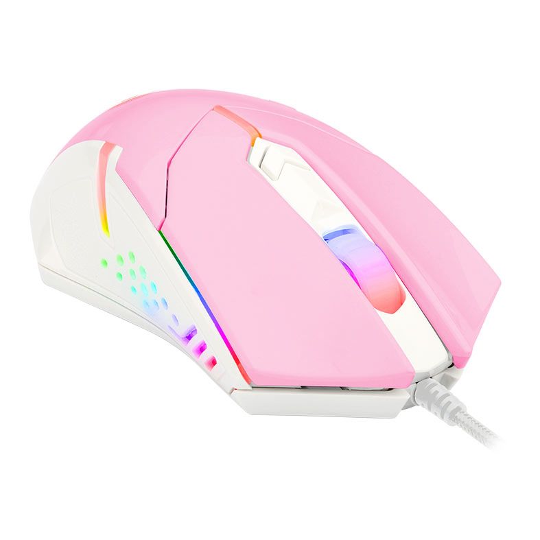 Mouse Gamer Redragon Centrophorus 2, RGB, 7200DPI, 6 Botoes, Rosa e Branco, M601PW-RGB