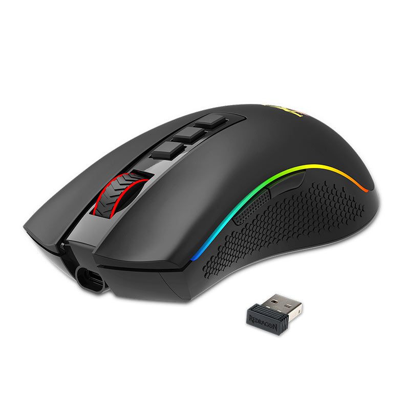 Mouse Gamer Redragon Cobra Pro, Wireless, RGB, 16000 DPI, 8 Botoes, Preto, M711-PRO