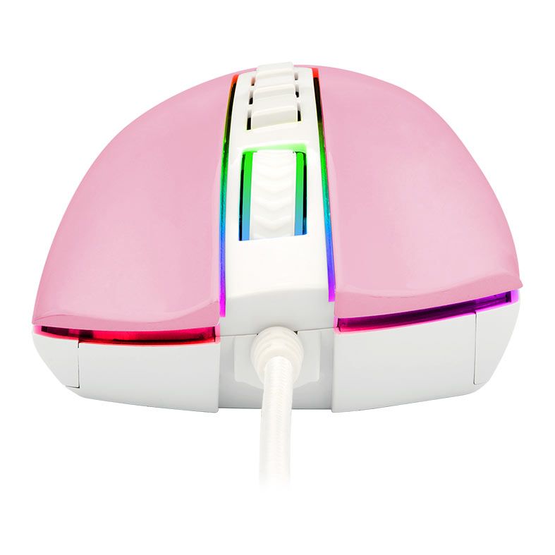 Mouse Gamer Redragon Cobra, RGB, 12400DPI, 8 Botoes, Rosa e Branco, M711PW