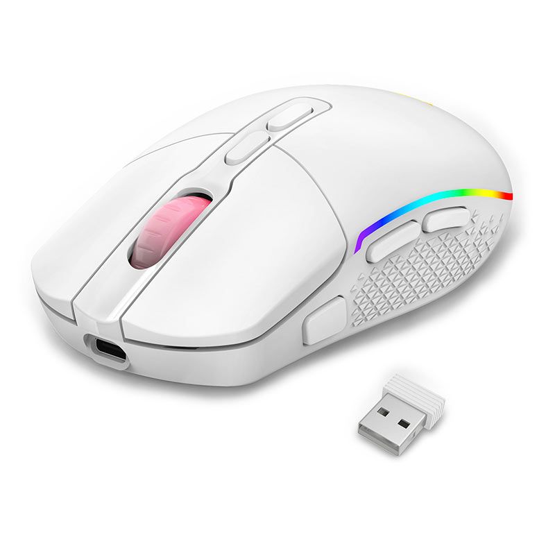Mouse Gamer Redragon Invader Pro, RGB, 10000DPI, 8 Botoes, Wireless, Branco, M719W-RGB-PRO