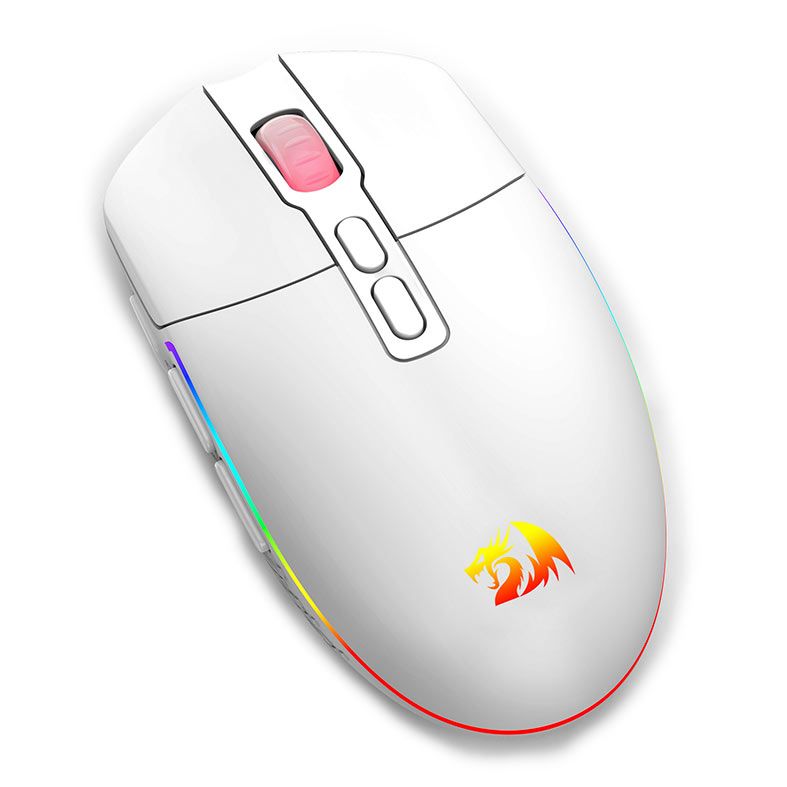 Mouse Gamer Redragon Invader Pro, RGB, 10000DPI, 8 Botoes, Wireless, Branco, M719W-RGB-PRO