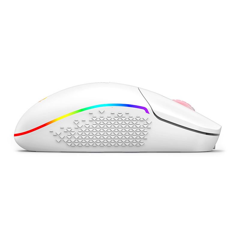 Mouse Gamer Redragon Invader Pro, RGB, 10000DPI, 8 Botoes, Wireless, Branco, M719W-RGB-PRO
