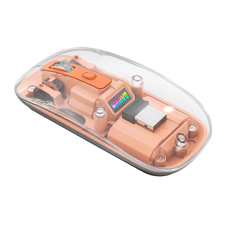 Mouse Marvo M810W, Rainbow, Wireless, 1600DPI, Laranja, M810W-OR