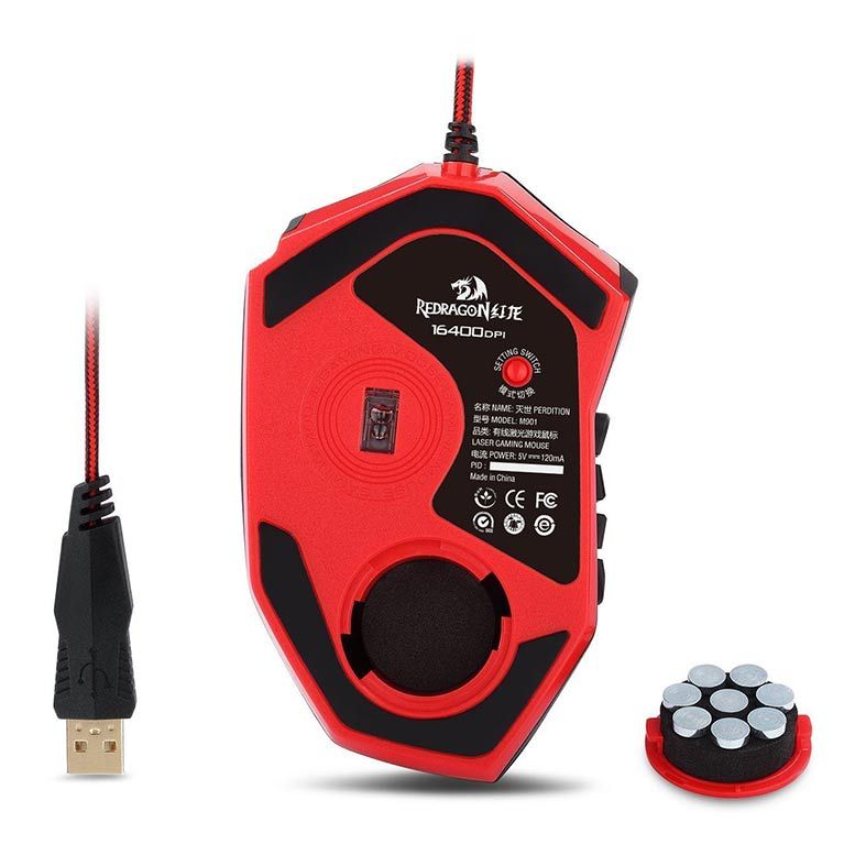 Mouse Gamer Redragon Perdition 3 RGB 12400DPI 18 Botoes, M901-2