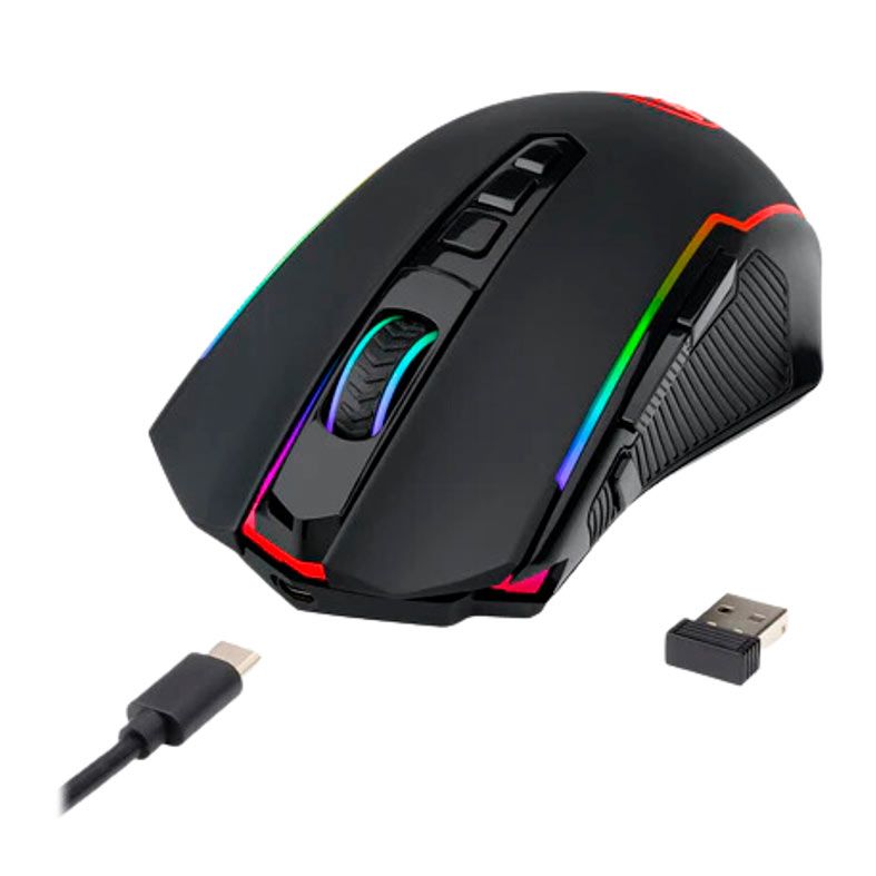 Mouse Gamer Redragon Ranger Lite, Wireless, RGB, 8000DPI, 9 Botoes, Preto, M910-KS