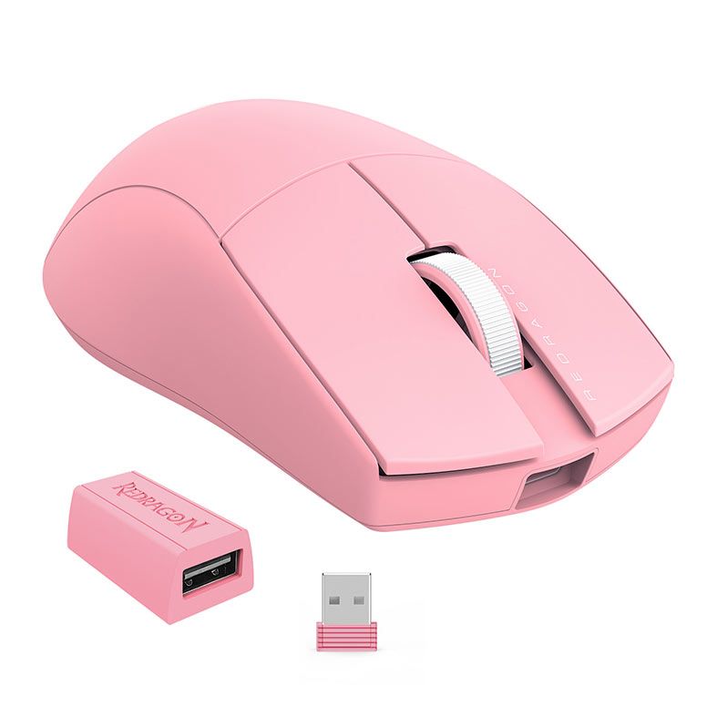 Mouse Gamer Redragon King Pro, 26000DPI, 5 Botoes, Wireless, Rosa, M916P-PRO-1K