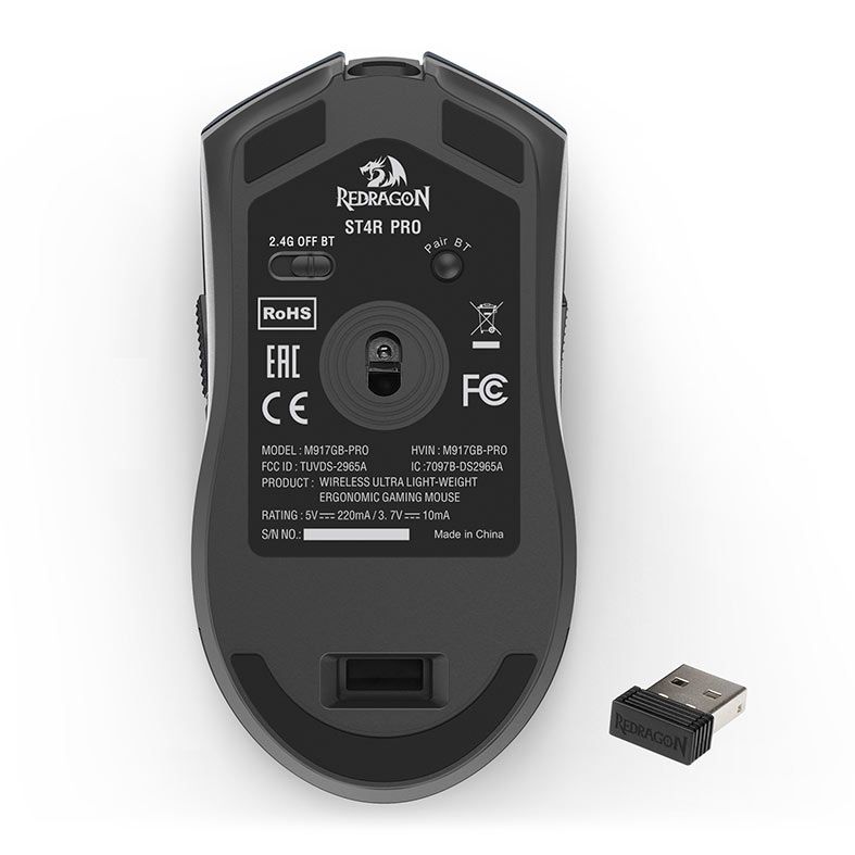 Mouse Gamer Redragon St4r Pro, 26000DPI, 6 Botoes, Wireless, Preto, M917GB-PRO