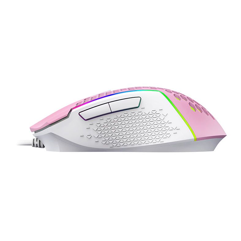 Mouse Gamer Redragon Reaping Elite, RGB, 32000DPI, 6 Botoes, Rosa e Branco, M987PW-P