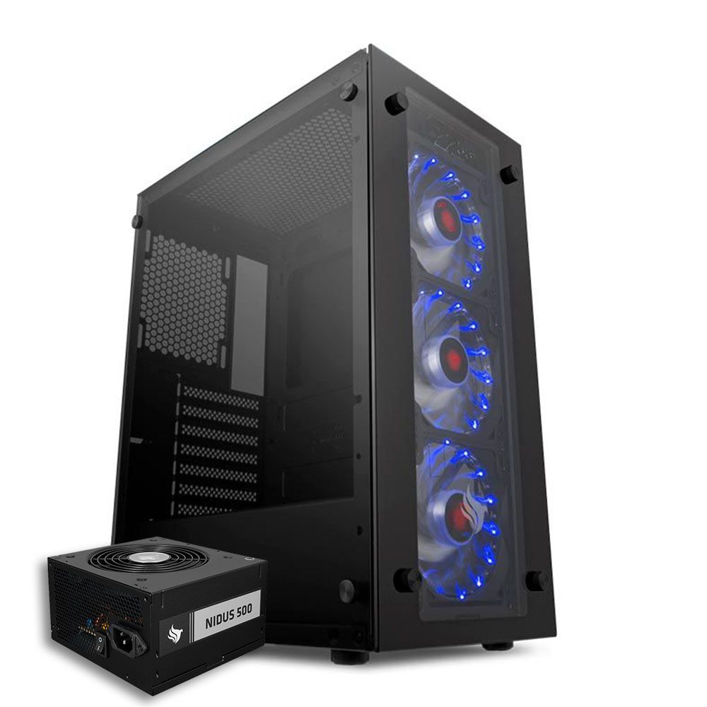 Pichau Kit Upgrade, Gabinete Magpie III Led Azul + Fonte Pichau Nidus 500W PG-5001-BR-OEM