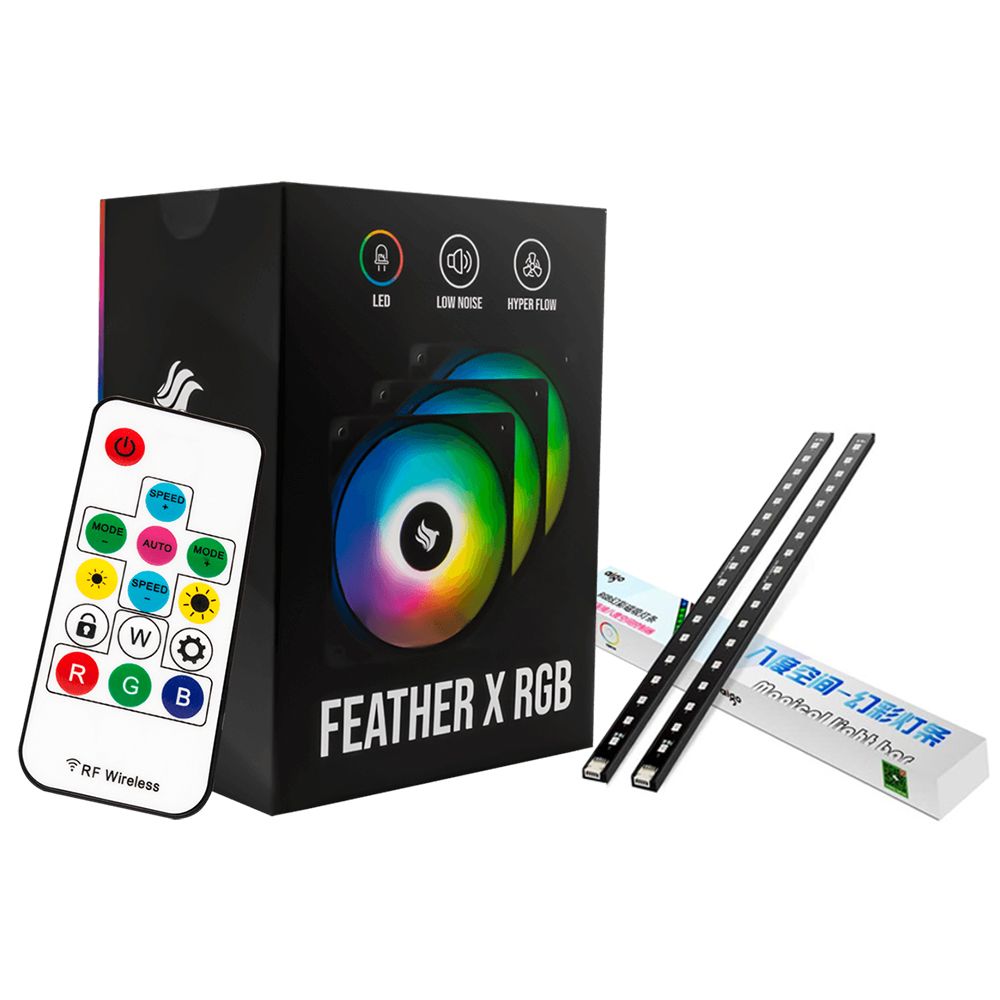 Kit Ventoinhas Pichau Gaming Feather X RGB 3x120mm + Barra de LED Aigo Magical Light Bar 2x30cm RGB