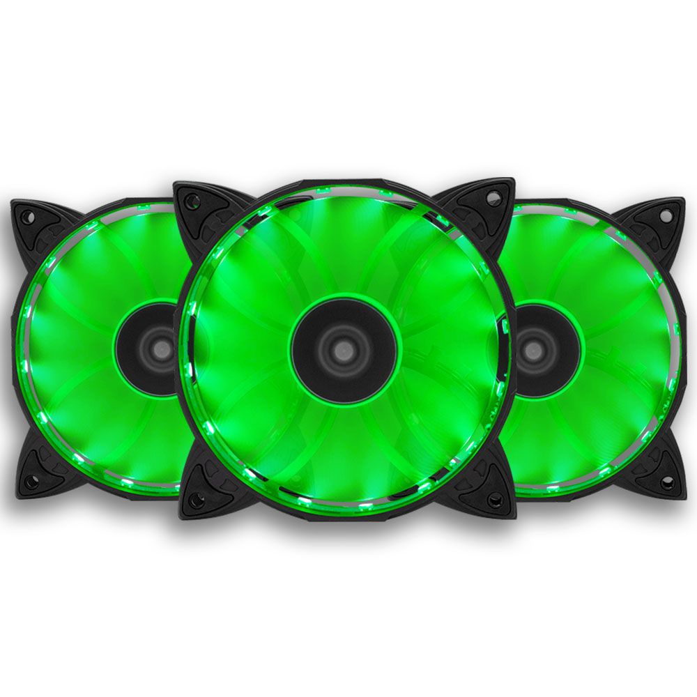 Kit Ventoinha Mancer 3X120mm Z100 Led Verde, KIT-03-Z100-VERDE