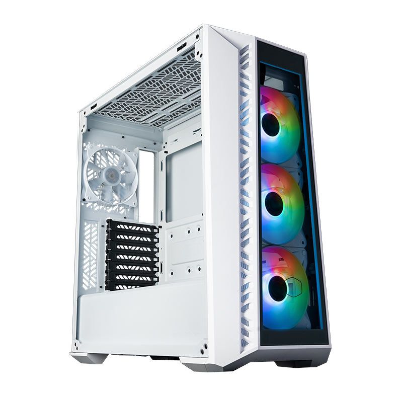 Gabinete Gamer Cooler Master Masterbox 520, ARGB, Lateral de Vidro, 4 Fans, Branco, MB520-WGNN-S01