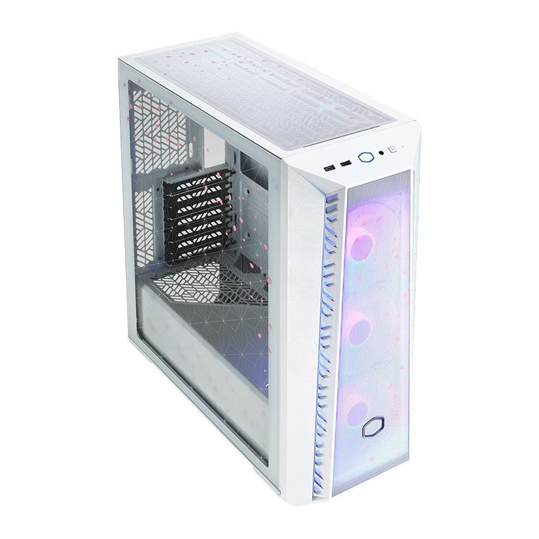 Gabinete Gamer Cooler Master Masterbox MB520 Sakura, Mid-Tower, Lateral de Vidro, Com 3 Fans, Branco, MB520-WGNN-S02