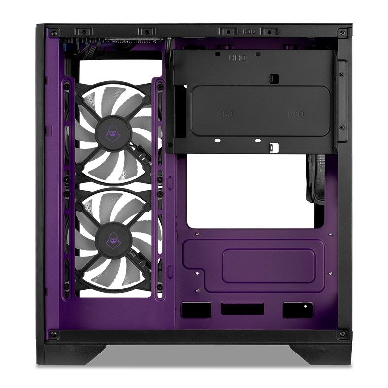 Gabinete Gamer Mancer CV100 Purple Edition, ARGB, Mid-Tower, Lateral De Vidro, Com 3 Fans, Preto, MCR-CV100-PEB
