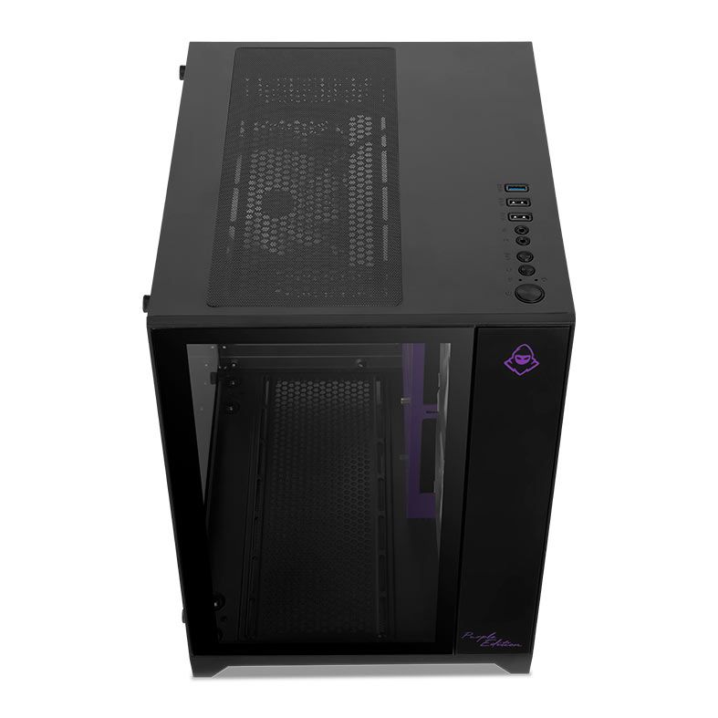 Gabinete Gamer Mancer CV100 Purple Edition, ARGB, Mid-Tower, Lateral De Vidro, Com 3 Fans, Preto, MCR-CV100-PEB