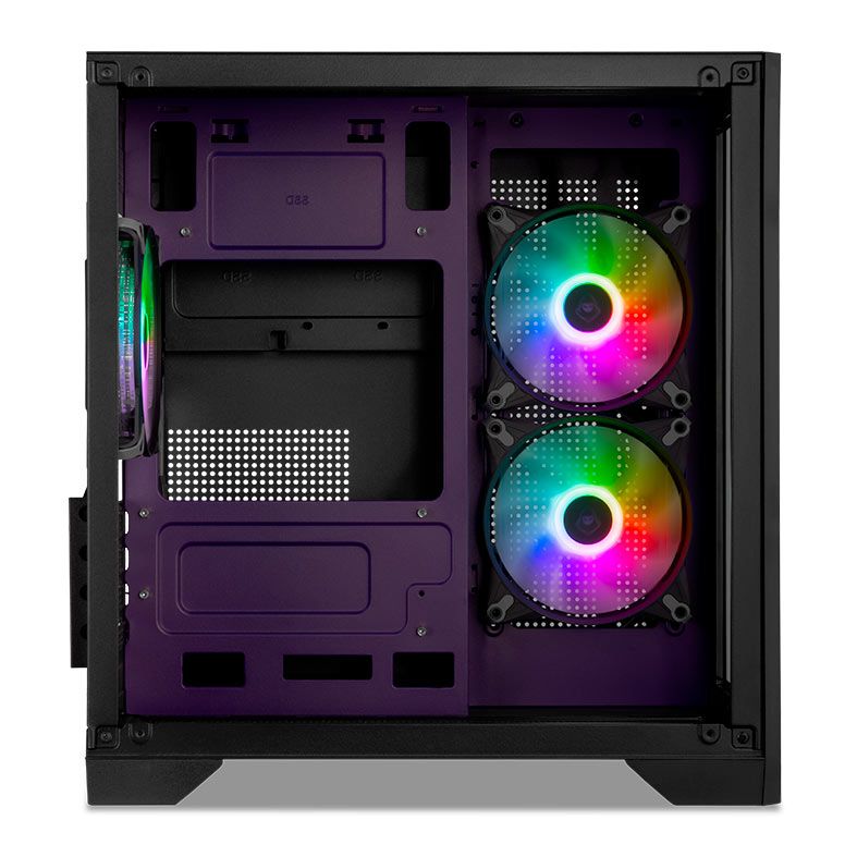Gabinete Gamer Mancer CV100 Purple Edition, ARGB, Mid-Tower, Lateral De Vidro, Com 3 Fans, Preto, MCR-CV100-PEB