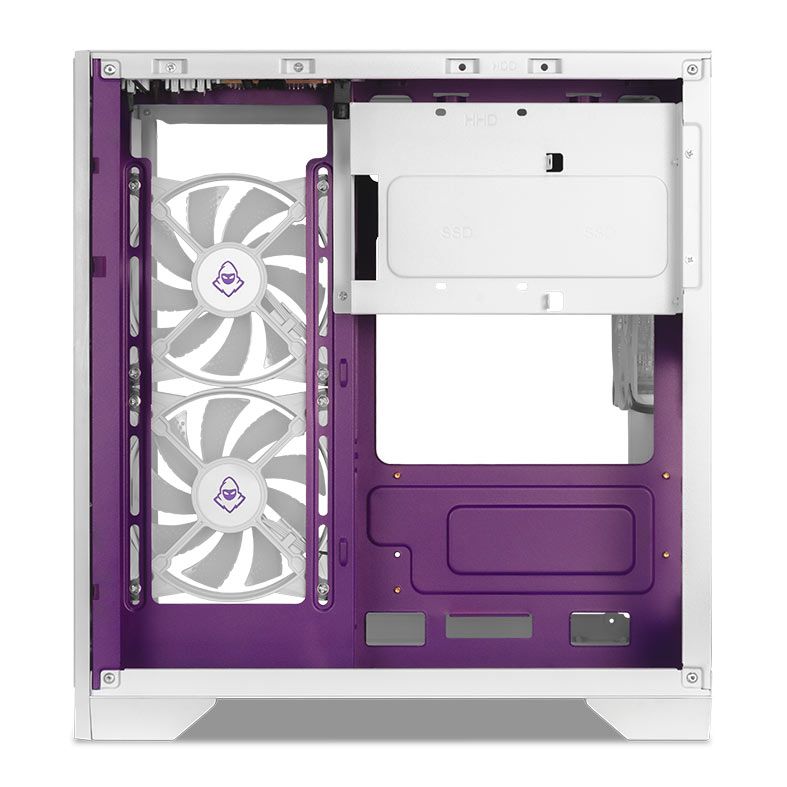 Gabinete Gamer Mancer CV100 Purple Edition, ARGB, Mid-Tower, Lateral De Vidro, Com 3 Fans, Branco, MCR-CV100-PEW