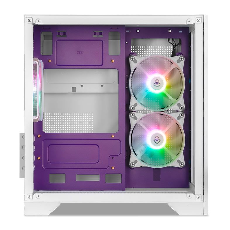 Gabinete Gamer Mancer CV100 Purple Edition, ARGB, Mid-Tower, Lateral De Vidro, Com 3 Fans, Branco, MCR-CV100-PEW