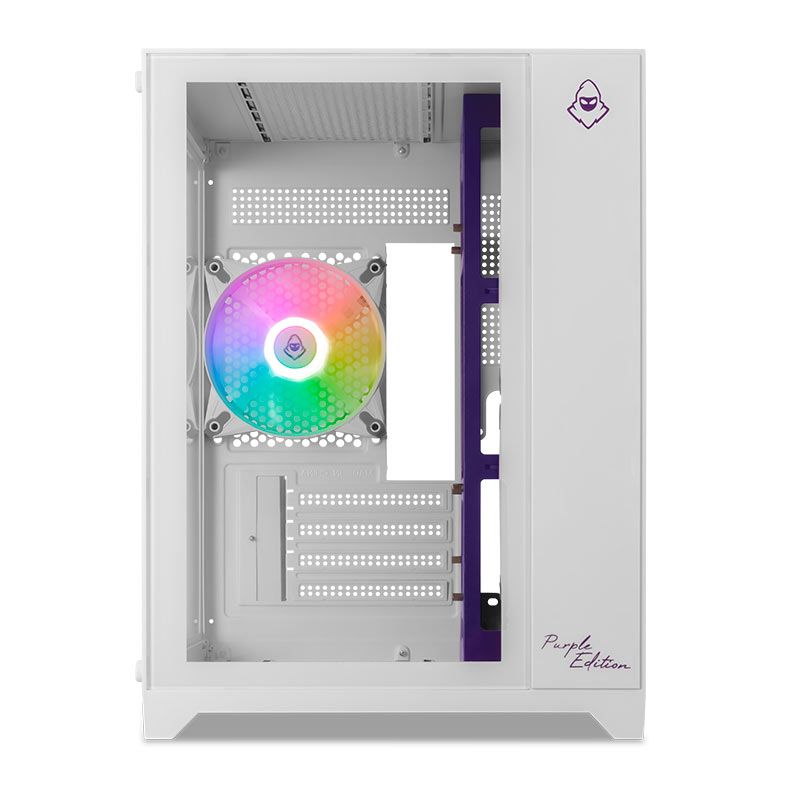 Gabinete Gamer Mancer CV100 Purple Edition, ARGB, Mid-Tower, Lateral De Vidro, Com 3 Fans, Branco, MCR-CV100-PEW