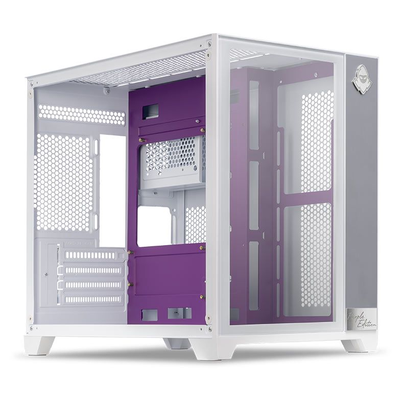 Gabinete Gamer Mancer CV300 Purple Edition, Mid-Tower, Lateral de Vidro, Branco e Roxo, MCR-CV300-PEWH