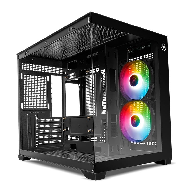 Gabinete Gamer Mancer CV450, RGB, Mini-Tower, Lateral de Vidro, Com 2 Fans, Preto, MCR-CV4502F-BK