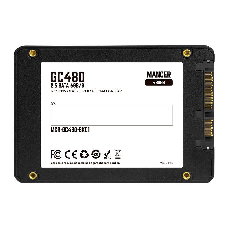 SSD Mancer GC480, 480GB, 2.5, Sata III 6GB/s, Leitura 540MB/s, Gravacao 490MB/s, MCR-GC480-BK01